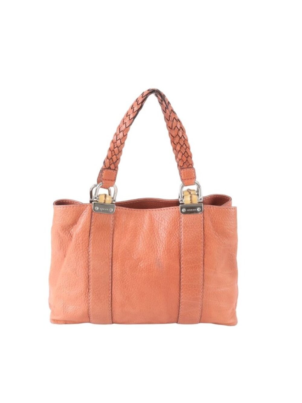 Gucci Bamboo Braided Handle Leather Tote Shoulder Hand